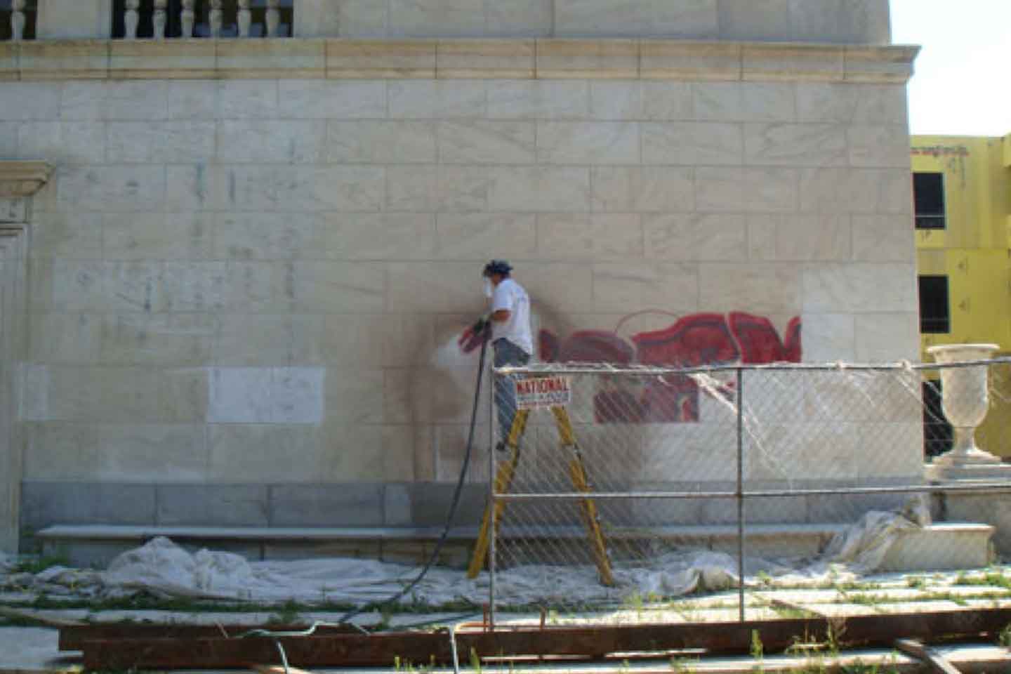 Vail Mansion Historical Building - Cleaning/Graffiti Removal Using Farrow System